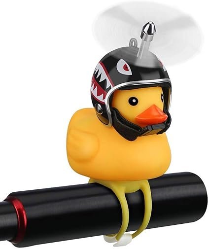 Duck Bike Bell Rubber Duck Bicycle Accessories with LED Light Cute Propeller Handlebar Bicycle Horns for Kids Toddler Children Adults Sport Outdoor