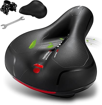 61QU-msM29L._AC_SX425_.jpg Comfortable Seat Cushion for Men Women with Dual Shock Absorbing Ball Memory Foam Waterproof Wide Bicycle Saddle Fit for Road Bikes