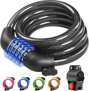 61TZca6BVhL._AC_SX425_.jpg Bike Lock Cable with Combination High Security 5 Digit Resettable Combination Bicycle Lock Anti Theft with Mounting Bracket for Bikes and Scooters