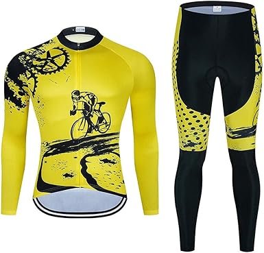 61tBMRKah6L._AC_SX385_.jpg MenCycling Jersey Set Long Sleeve Cycling Clothing Road Bike