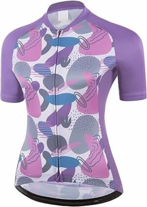 71H9cBxDPBL._AC_SY445_.jpg Women Cycling Jersey Short Sleeve with Rear Pockets Full Zipper Bike Shirts Quick Dry Biking Bicycle Jersey