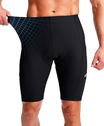 Men Bike Shorts 3D Padded Cycling Road Biking Mountain Riding Biker Bicycle UPF 50 Cycle Shorts Zipper Pockets