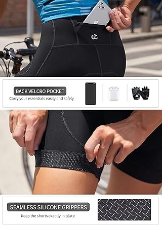 Padded Bike Shorts Women 4D Padding Cycling Shorts with Pocket Road Mountain Ride Womens Biking Bicycle Biker Shorts